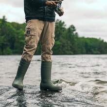 HISEA Men's Rain Boots PVC Rubber Boots, Waterproof Garden Fishing Outdoor Work Boots, Durable Slip Resistant Knee Boots For Agriculture And Industrial Working - 橄欖綠 - 查看 4