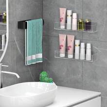 Adhesive Acrylic Spice Rack Organizer For Wall With Nano Double Sided Tape, Spice Shelf Organization For Kitchen Cabinet Door/Pantry Door, Wall Mount Seasoning Rack (Clear-2 Pack) - 透明2件裝 - 查看 9