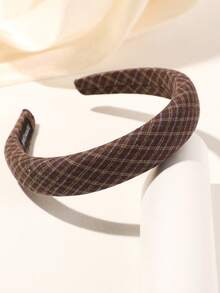 1个格子印花海绵发箍，适合日常生活、外出、装饰和造型，学院风，适合女性，秋冬季节，发带，发箍，女士发箍，发饰，头饰 - 彩色 - 查看 12