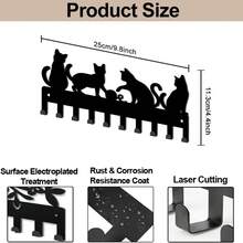 1 件可爱黑猫铁艺钥匙扣，装饰性钥匙收纳架壁钩，适用于客厅、卧室、办公室、乔迁和生日礼物