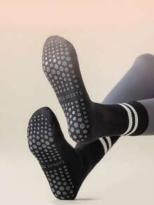 3/5/6/8 双女士普拉提防滑袜，普拉提粘性袜，抓地力瑜伽袜，适合所有季节，黑色、白色、粉色 - 彩色 - 查看 5