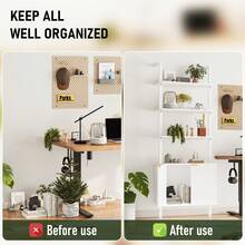 INNOD 74" Tall Bookshelf With Storage Cabinet, Modern Ladder Bookcase With Wood & Metal Frame, Wall Mount Display Shelf For Living Room, Bedroom, Home Office - 白色 - 查看 5