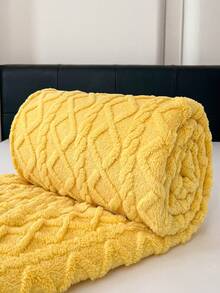 1pc Beige Bohemian Style Blanket, Taffeta Jacquard Faux Sherpa Fleece Throw Blanket, Soft Lightweight Breathable Warm Dual-Use Bedspread/Shawl For Living Room, Bedroom, Dorm, Furniture Decor, All Seasons, Small Size Can Be Used As Beach Towel