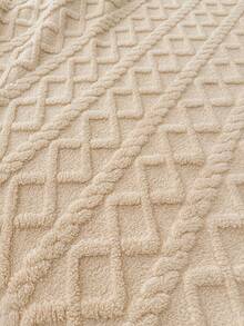 1 件米色波西米亚风格毛毯，塔夫绸提花仿羊羔绒毛毯，柔软轻盈透气保暖两用床罩/披肩，适用于客厅、卧室、宿舍、家具装饰，四季皆宜，小尺寸可用作沙滩巾 - 卡其色 - 查看 6