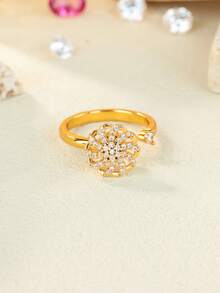 1PC Spinner Sunflower Rings For Women Stainless Steel Anti Anxiety Fidget Ring Wedding Jewelry Daily Wear Decoration