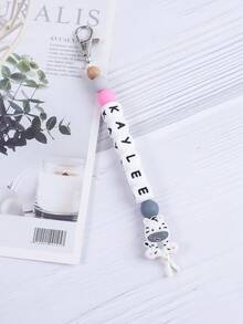 定制可爱笑脸、小动物、硅胶印花珠子、英文字母串珠钥匙扣、定制名字、定制礼物、定制钥匙扣、定制包包挂饰 - 表情+字母 - 查看 18