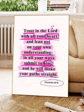 1 件，时尚现代基督教艺术谚语上帝墙饰经文装饰粉色墙饰圣经诗句墙饰精神艺术宗教，宿舍、公寓、客厅、女孩房间、卧室、现代家居装饰的家居装饰 - 帆布（可选框架）