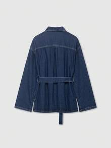 Jachetă denim lejeră vintage pentru femei, casual, cu mânecă lungă, de toamnă