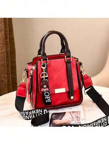 Bolso bandolera para mujer, bolso bandolera, bolso bandolera de PU, adecuado para mujer, bolso cruzado de color sólido, bolso pequeño con cremallera, billetera para teléfono móvil, bolso mensajero (color: negro, burdeos, verde, granate, caramelo) - Rojo - Ver 3