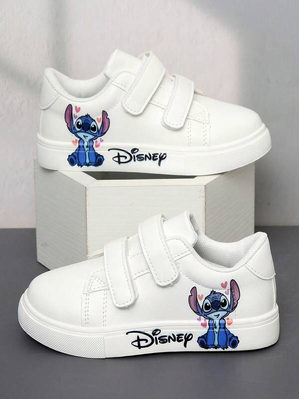 1 pereche de pantofi sport albi casual unisex versatili pentru copii, pantofi sport confortabili și respirabili cu decor brodat cu desene animate, pantofi sport în stil campus, pantofi de alergare casual la modă, potriviți pentru primăvară/toamnă