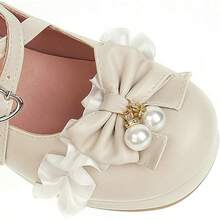Women Lolita Cosplay Shoes Cross Strap Block Heel Mary Jane Lace Pumps-20256688 - 3米色 - 查看 7