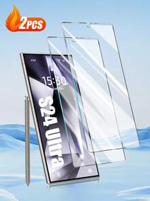 2 piezas de protector de pantalla de vidrio templado ultra claro para Samsung S24 Ultra, Galaxy S21/S22/S23/S23 Ultra/S24 Ultra/S25 Ultra, anti-arañazos, anti-golpes, resistente al agua