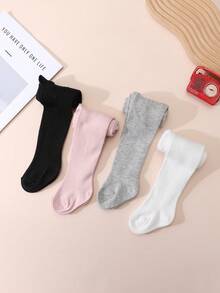 4 双女童基本款纯色紧身裤，四季休闲经典款 - 彩色 - 查看 7