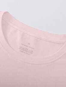 Playera camiseta gráfica dama mujer manga corta cuello redondo básica cómoda fresca ligera moderna juvenil femenina estampado pestañas ojos brillo cute frase letras glitter - Rosa - Ver 3