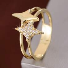 1pc Fashion Star Shaped Design Cubic Zirconia Women Ring - Multicolor - View 24