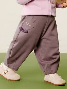mini bala Girls Balloon Pants Soft Comfortable Cute Versatile Fall Everyday Pants - Dark Purple - View 2