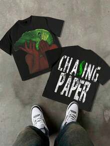 CAMISETAS DE ALGODÓN 100% CON ESTAMPADO DE PERSEGUIMIENTO DE PAPEL, DINERO, PATRÓN Y2K... Presentan un diseño juvenil y a la moda. Llegaron y son perfectos para ropa casual y estilo urbano. Son excelentes regalos para amigos y familiares. Camiseta de cerveza, camisetas divertidas, camisetas de papá, camisetas de Dios, Alien2025 - Negro - Ver 1