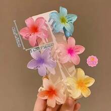 A Set Of 3 Gradient-Colored Flower Hair Clips For Women - Made Of Plastic With Mixed Colors, Casual Style, Suitable For Outings And Commuting, An Ideal Gift For A Woman's Birthday. - 彩色 - 查看 3
