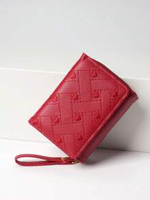 BATSIOE Women's Short Wallet Fashion Embroidered Heart Coin Purse Tri-Fold Card Holder PU Leather Multi-Card Slots For Women Money Wallet Mini Wallet Purse Wallet Fall Small Wallet Cute Wallet Wristlet Wallet