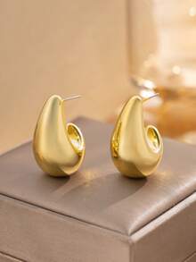 10-30pcs Vintage Elegant CCB Hoop Earrings. Creative Asymmetrical Teardrop, Striped C, Bamboo Node C-Shaped Design Earrings. Women's Personalized Daily, Party, Date And Holiday Wear Ear Accessories. Exquisite Holiday Gift