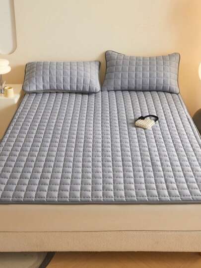 1 套绗缝防水 TPU 床垫保护套 + 精美无纺布包装，适用于薄床垫，柔软、透气、舒适、格纹设计、纯色（不含枕套）- 易于清洁，可机洗，适用于宿舍、酒店、医院、疗养院、家庭使用，防水防漏