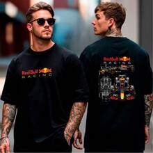 Red Bull F1  Car Oversized Casual Cotton T-Shirt - 黑色 - 查看 1