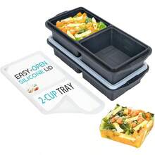 Silicone Freezer Tray With Lid - Soup Freezer Container Molds - Large Ice Cube Tray- Makes 8 Perfect 1 Cup Portions Cubes, 2-Pack Freezer Storage  Soups  Meal Prep - Oven  Dishwasher - - 2杯,灰色 - 查看 12