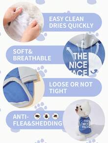 LUCKIE LABO 1pc Color Block "NICE FACE" Slogan & Pet Graphic Polyester Hoodie, Anti-Flea, Reduce Shedding, Warm & Breathable For Indoor/Outdoor Cat & Dog