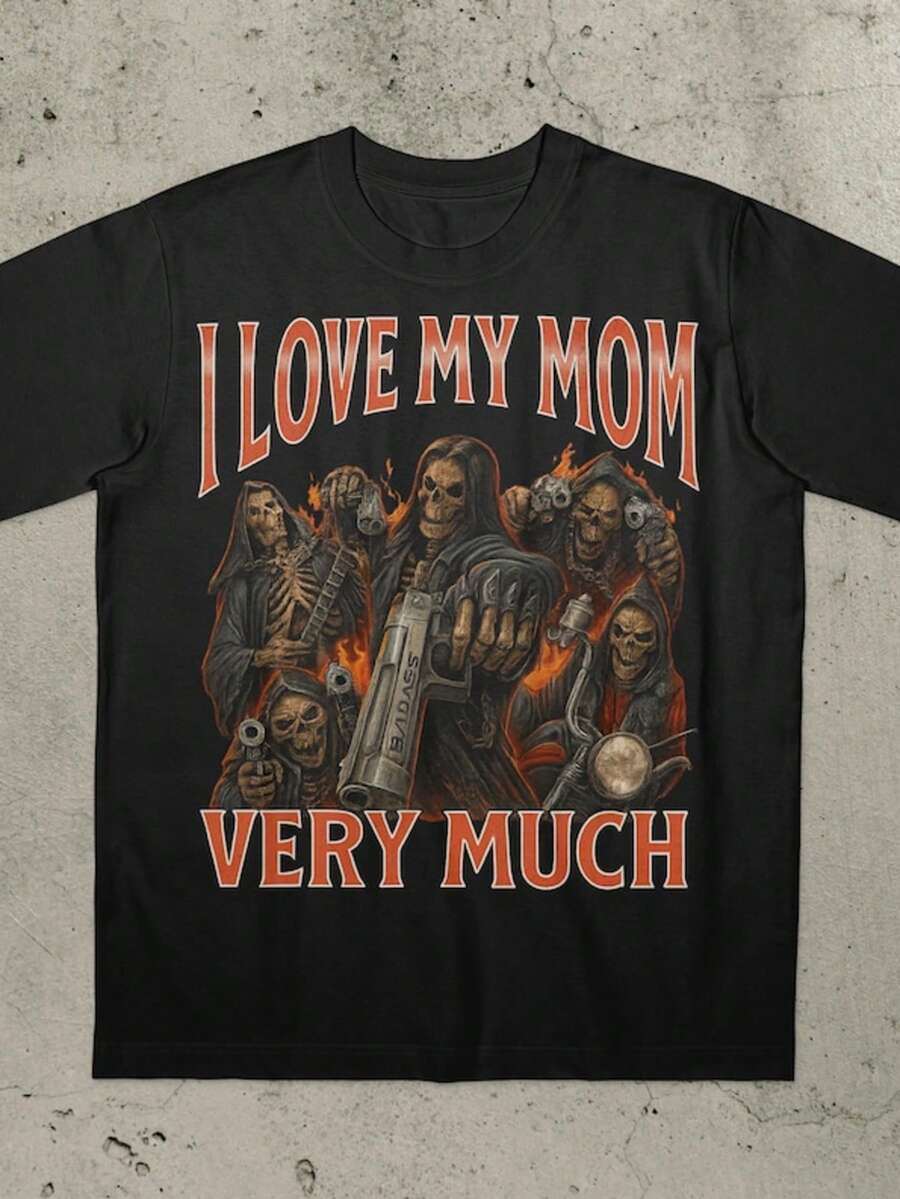 I Love My Mom Very Much Shirt, Funny Meme Shirt, Aggressive Shirt, Embarrassing Shirt, Cringe Shirt, - màu đen - Xem 1