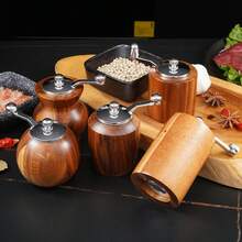 Moulin à sel et poivre en bois d'acacia, meulage en céramique durable, moulins à poivre classiques à secousse manuelle pour la cuisine, broyeur polyvalent avec poignée, moulin à épices réglable manuellement pour la cenelle, le poivre, le sel de mer, le poivre noir, les épices, ustensile de cuisine