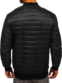 BOLF Men's Transitional Jacket Baseball Bomber Windbreaker Spring Casual Outdoor Everyday Basic Style - 黑色 - 查看 5