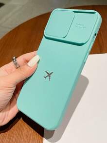 Ốp lưng điện thoại chống rơi hình máy bay bằng kim loại thời trang mới, tương thích với iPhone 11/12/13/14/15/16 Pro Max - Màu xanh ngọc - Xem 2