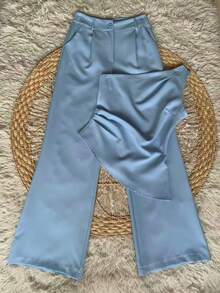 Zero Sleeve Asymmetrical Crepe One Shoulder Pantaloon Set - 淺藍色 - 查看 2