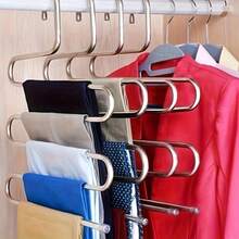 1pc Stainless Steel Multi-Layer Pants Rack, S-Shaped Towel/Scarf Drying Hanger, Clothes Organizer Hook. Made Of High-Strength Stainless Steel, Durable And Anti-Deformation. Non-Slip Surface Design Ensures Stable Hanging Without Slipping. Multi-Layer Structure Efficiently Stores Pants, Towels, Scarves And Other Clothing, Saving Space And Keeping The Wardrobe Neat And Tidy.