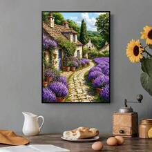 Kit de pintura de diamantes 5D - Campo de flores moradas, diamantes acrílicos redondos, arte de pared sin marco, adecuado para decoración del hogar y manualidades, regalo de Navidad/Año Nuevo - Multicolor - Ver 3