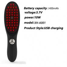 USB Rechargeable Electric Hair Straightening Brush, Massage Comb, Hair Growth Comb, Scalp Acupressure Massage Device With Red Light Therapy Hair Care