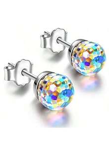 1 Paar elegante, bunte Kristallkugel Ohrstecker