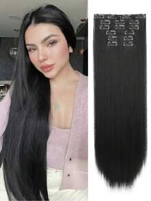 Clip In Hair Extensions 6PCS Straight 20" Hair Extensions For Women,Heat Resistant Synthetic Hairpiece For Women Daily - Multicolor - View 14