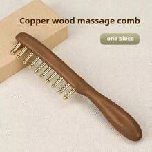 1Pc Head Meridians Massage Comb Copper Wood Meridians Comb Needling Guasha Scalp Relax Tools