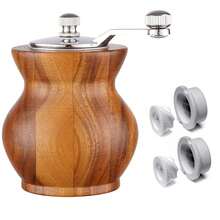 Moulin à sel et poivre en bois d'acacia, meulage en céramique durable, moulins à poivre classiques à secousse manuelle pour la cuisine, broyeur polyvalent avec poignée, moulin à épices réglable manuellement pour la cenelle, le poivre, le sel de mer, le poivre noir, les épices, ustensile de cuisine