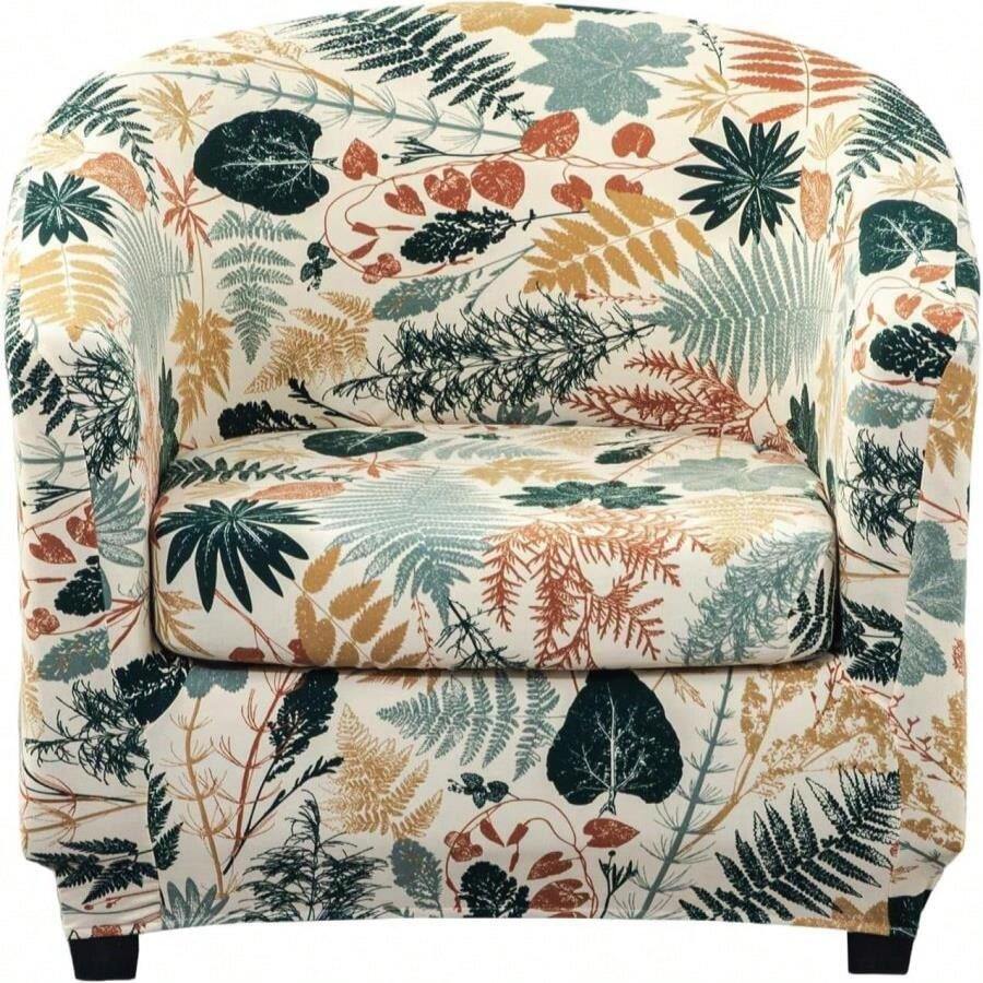 KRFOONN Club Chair Slipcover 2 Piece Stretch Printed Round Barrel Chair Covers Removable Tub Chair Slipcover With Elastic Bottom Chair Coverings Furniture Protector Cover For Living Room, B56