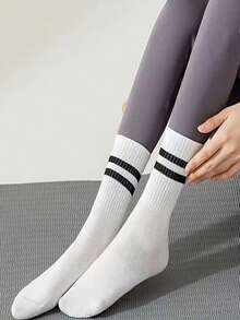 3/5/6/8 双女士普拉提防滑袜，普拉提粘性袜，抓地力瑜伽袜，适合所有季节，黑色、白色、粉色 - 彩色 - 查看 3