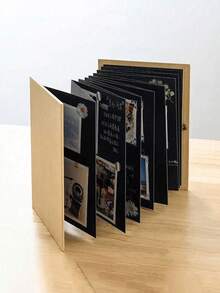 Creative Accordion Fold Diy Photo Album, Blank Leather Growth Record Book, Holiday Love Confession Diy Album - Black - View 5