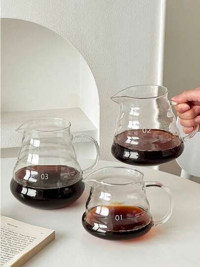 1 件装简易耐热玻璃咖啡壶，可爱云朵图案，手冲咖啡壶，咖啡滤杯，咖啡配件