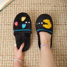 Lymalimoon Pantuflas Para el hogar Slippers de Peluche Unisex Tematicas Varios Modelos Cómodas para Interior | Tallas 23-28 MXN Dama y Caballero | Adorables, Modernas y Elegantes con Suela Semi Antideslizante | Ideales para Invierno, Otoño y Días Fríos o Descanso del Hogar | Regalo Perfecto para Amigos y Parejas| Calzado Ligero y Acolchonado para Casa o Viaje - Waku Negro - Ver 4