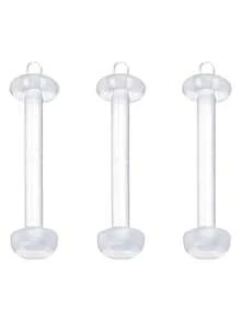 3件套休闲塑料尖刺穿刺饰品套装，男女通用，适合日常通勤；20G鼻钉，16G唇钉，透明穿刺固定器，唇环，眉环，塑料工业杠铃，工业杠铃固定器，耳骨耳环 - 透明 - 查看 12