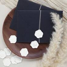 25/50/100Pcs White Eucalyptus/Heart Wax Seal Stickers, Handmade Envelope Seals Self Adhesive Wax Stickers, Eucalyptus Wedding Invitation Envelope Seal Stickers, Perfect For Invitation, Christmas, Gift Wrapping, Party, Wedding Party, Envelope - White - View 5