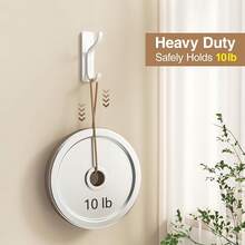 Self Adhesive Wall Hooks For Hanging - 13 LB Strong Hold, Sticky Hangers For Coat, Towel, Purse, Keys, Bag - For Wall, Door, Bathroom, Shower, Kitchen - Stainless Metal, White, 4 Pack - 白色 - 查看 6