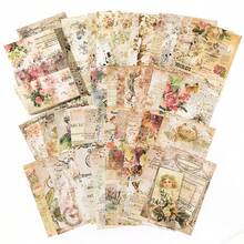 100pcs/Pack Vintage Handwritten English Modern Floral Poster Material Paper, Scrapbooking Supplies, School Supplies, Retro Magic Notebook, Galaxy, Ditsy Flower, Stationery, DIY Background Paper, Stationery Supplies