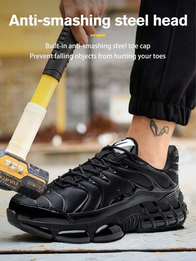 Scarpe antinfortunistiche con punta in acciaio leggero, scarpe sportive da lavoro con bottone rotante, facili da indossare, stivali da lavoro con traspirante, scarpe da lavoro sportive, scarpe antinfortunistiche da uomo con punta in acciaio, scarpe da lavoro anti-perforazione e anti-schiacciamento, con suola ammortizzante e suola in EVA leggera, ginocchiere in EVA in colori casuali incluse, scarpe da lavoro antiscivolo, scarpe da lavoro da uomo, scarpe antinfortunistiche da donna